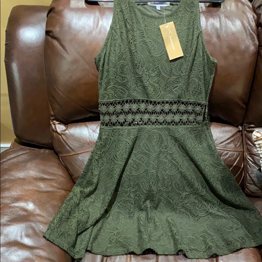 Olive green crochet lined dress